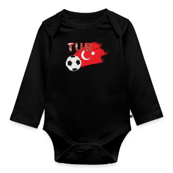 Drapeau Turquie - Body Bébé bio manches longues - noir - Devant