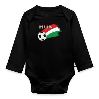 Fahne Ungarn - Baby Bio-Langarm-Body - Schwarz - Vorne