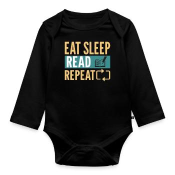 Read books Bookworm - Organic Longsleeve Baby Bodysuit - black - Front