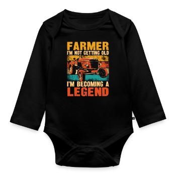 Farming Farmer Retired Vintage - Organic Longsleeve Baby Bodysuit - black - Front