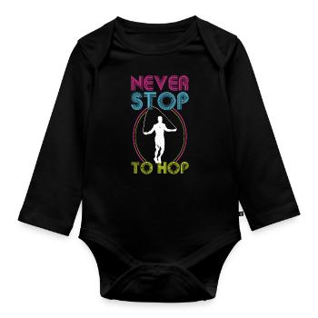 Never Stop To Hop - Jump Rope - Organic Longsleeve Baby Bodysuit - black - Front