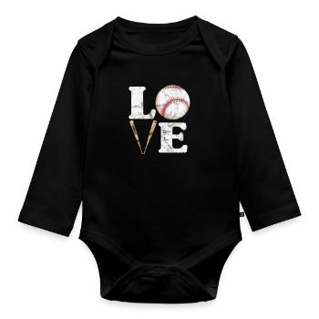 Softball - Baby Bio-Langarm-Body - Schwarz - Vorne
