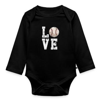 Softball - Baby Bio-Langarm-Body - Schwarz - Vorne