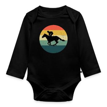 Chasse Équitation Dressage Équitation Équitation Équitation Dressage Équitation - Body Bébé bio manches longues - noir - Devant