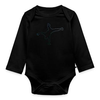 Bgirl Hiphop Bboy Break Dance Femmes Hommes - Body Bébé bio manches longues - noir - Devant