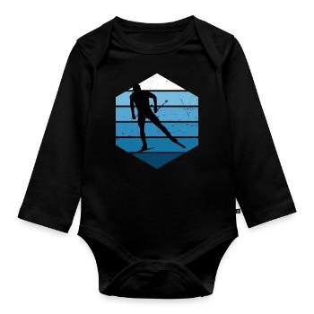 Women's Cross-Country Skating Cross-Country Classic - Organic Longsleeve Baby Bodysuit - black - Front