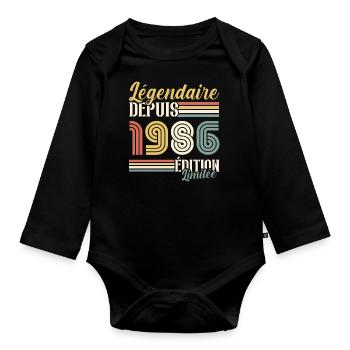 Légendaire Depuis 1986 - Body Bébé bio manches longues - noir - Devant