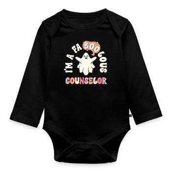 Faboolous Counselor Retro Halloween School - Organic Longsleeve Baby Bodysuit - black - Front