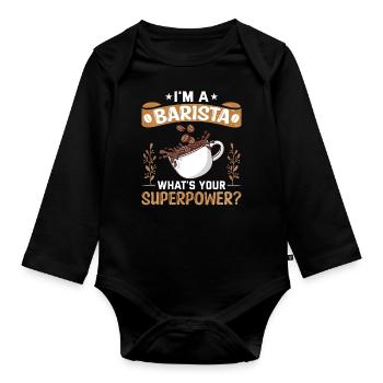 Stolzer Barista Beruf Kaffee Catering Espresso - Baby Bio-Langarm-Body - Schwarz - Vorne