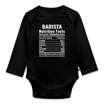 Stolzer Barista Beruf Kaffee Catering Espresso - Baby Bio-Langarm-Body - Schwarz - Vorne