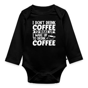 Coffee Sarcasm Friends Happiness Joy Cappuccino - Organic Longsleeve Baby Bodysuit - black - Front
