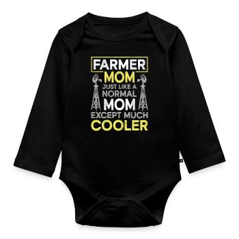 Farming Farmer Mom Mother Vintage - Baby Bio-Langarm-Body - Schwarz - Vorne