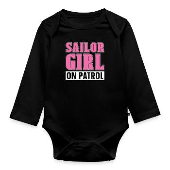 Segeln Segler Segelboot - Baby Bio-Langarm-Body - Schwarz - Vorne