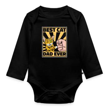 Katze Katzenpapa - Baby Bio-Langarm-Body - Schwarz - Vorne