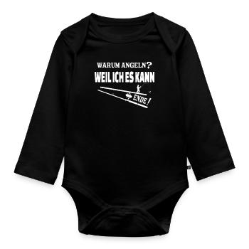 Angler Geschenkidee Hobby Angeln - Baby Bio-Langarm-Body - Schwarz - Vorne