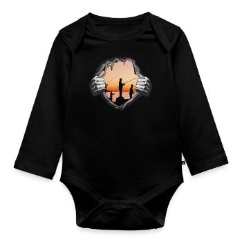Angler Gift Idea Hobby Fishing - Organic Longsleeve Baby Bodysuit - black - Front