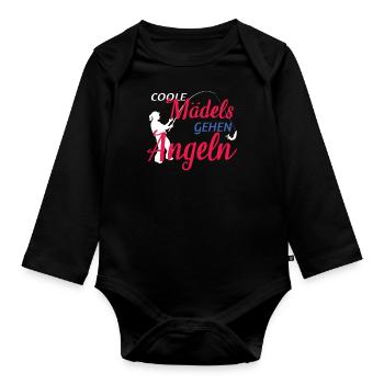 Angler Geschenkidee Hobby Angeln - Baby Bio-Langarm-Body - Schwarz - Vorne