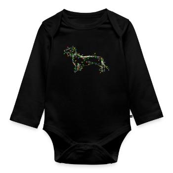 Dackel Lichterkette Geschenk für Hundeliebhabe - Baby Bio-Langarm-Body - Schwarz - Vorne
