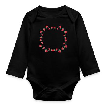 Frame Rose Flower Rose Square Flowers - Organic Longsleeve Baby Bodysuit - black - Front