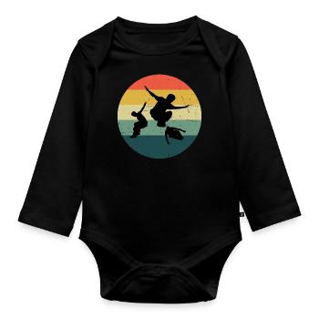 Parcours Free Running Free Runner Parkour Damen - Baby Bio-Langarm-Body - Schwarz - Vorne