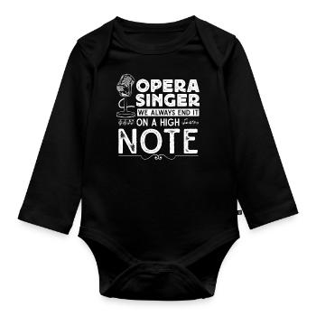 Opernsänger, Gesang, Opera - Baby Bio-Langarm-Body - Schwarz - Vorne