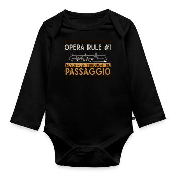 Opernsänger, Gesang, Opera - Baby Bio-Langarm-Body - Schwarz - Vorne