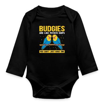 Cadeau de perruche du propriétaire de Budgerigar - Body Bébé bio manches longues - noir - Devant