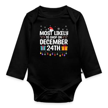 Citation de Noël, Citation de Noël drôle - Body Bébé bio manches longues - noir - Devant