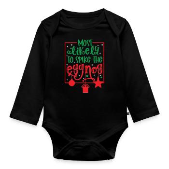 Citation de Noël, Citation de Noël drôle - Body Bébé bio manches longues - noir - Devant