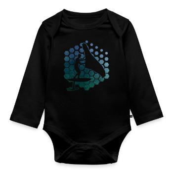 Women hydrofoil Men wingfoil wingsurf wingsurfe - Organic Longsleeve Baby Bodysuit - black - Front