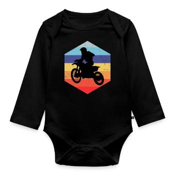 Motocross Femmes Dirtbike Supermoto Dirt Bike - Body Bébé bio manches longues - noir - Devant