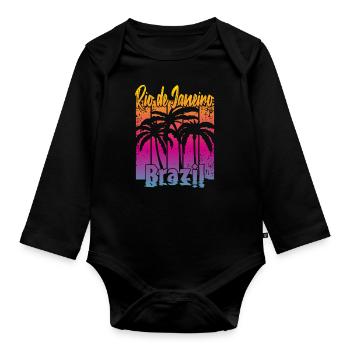 Rio de Janeiro Brazil - Organic Longsleeve Baby Bodysuit - black - Front