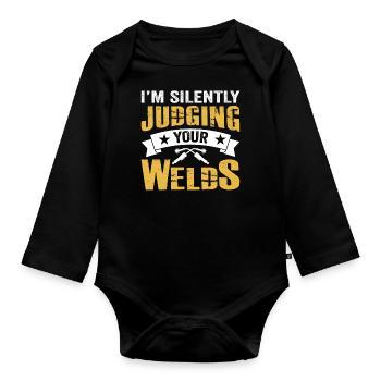 Welder Profession Heat Steel Gas TIG MAG Welding - Organic Longsleeve Baby Bodysuit - black - Front