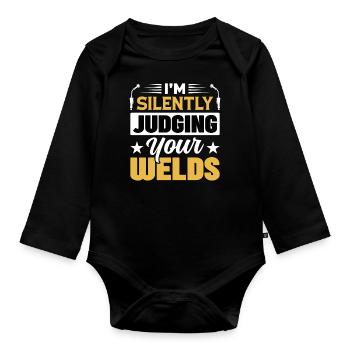 Welder Profession Heat Steel Gas TIG MAG Welding - Organic Longsleeve Baby Bodysuit - black - Front