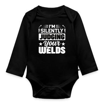 Welder Profession Heat Steel Gas TIG MAG Welding - Organic Longsleeve Baby Bodysuit - black - Front