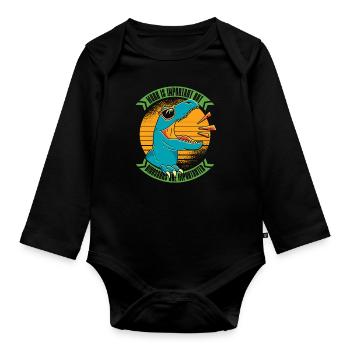 Dinosaurier Erwachsener Dinosaurier - Baby Bio-Langarm-Body - Schwarz - Vorne