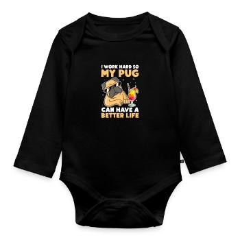 Carlin Chien Chien Ami Pet Pug Pug Pug Cadeau - Body Bébé bio manches longues - noir - Devant