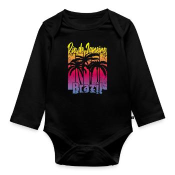 Rio de Janeiro Brazil - Organic Longsleeve Baby Bodysuit - black - Front