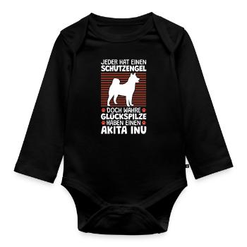 Akita Inu ist mein Schutzengel japanischer Spitz - Baby Bio-Langarm-Body - Schwarz - Vorne