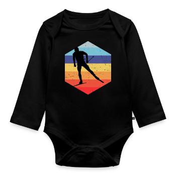 Cross-country skiing Classic Cross-country skiing Classic Cross-country skiing Skati - Organic Longsleeve Baby Bodysuit - black - Front