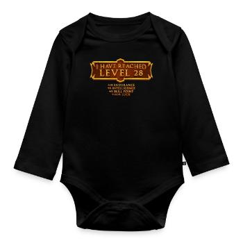 J’ai atteint le niveau 28 rpg jeu en ligne - Body Bébé bio manches longues - noir - Devant