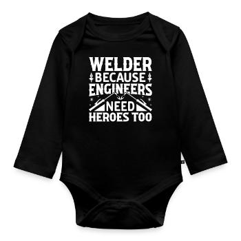 Welder Profession Heat Steel Gas TIG MAG Welding - Organic Longsleeve Baby Bodysuit - black - Front