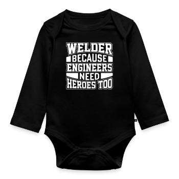 Welder Profession Heat Steel Gas TIG MAG Welding - Organic Longsleeve Baby Bodysuit - black - Front