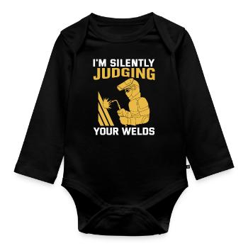 Welder Profession Heat Steel Gas TIG MAG Welding - Organic Longsleeve Baby Bodysuit - black - Front