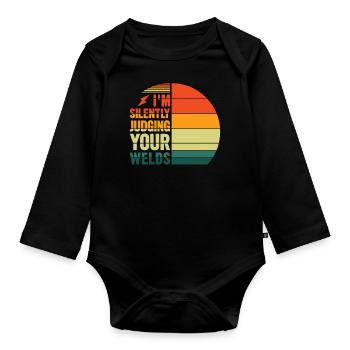 Welder Profession Heat Steel Gas TIG MAG Welding - Organic Longsleeve Baby Bodysuit - black - Front
