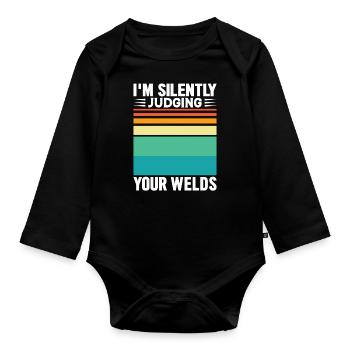 Welder Profession Heat Steel Gas TIG MAG Welding - Organic Longsleeve Baby Bodysuit - black - Front