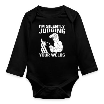 Welder Profession Heat Steel Gas TIG MAG Welding - Organic Longsleeve Baby Bodysuit - black - Front