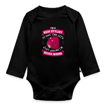 Friseur Hairstylist Friseur - Baby Bio-Langarm-Body - Schwarz - Vorne