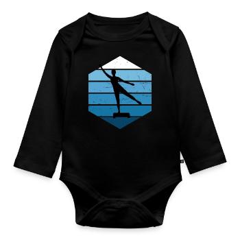 Damen Körpergymnastik Fitnesstraining Aerobic - Baby Bio-Langarm-Body - Schwarz - Vorne