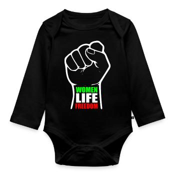 Women life freedom - Organic Longsleeve Baby Bodysuit - black - Front
